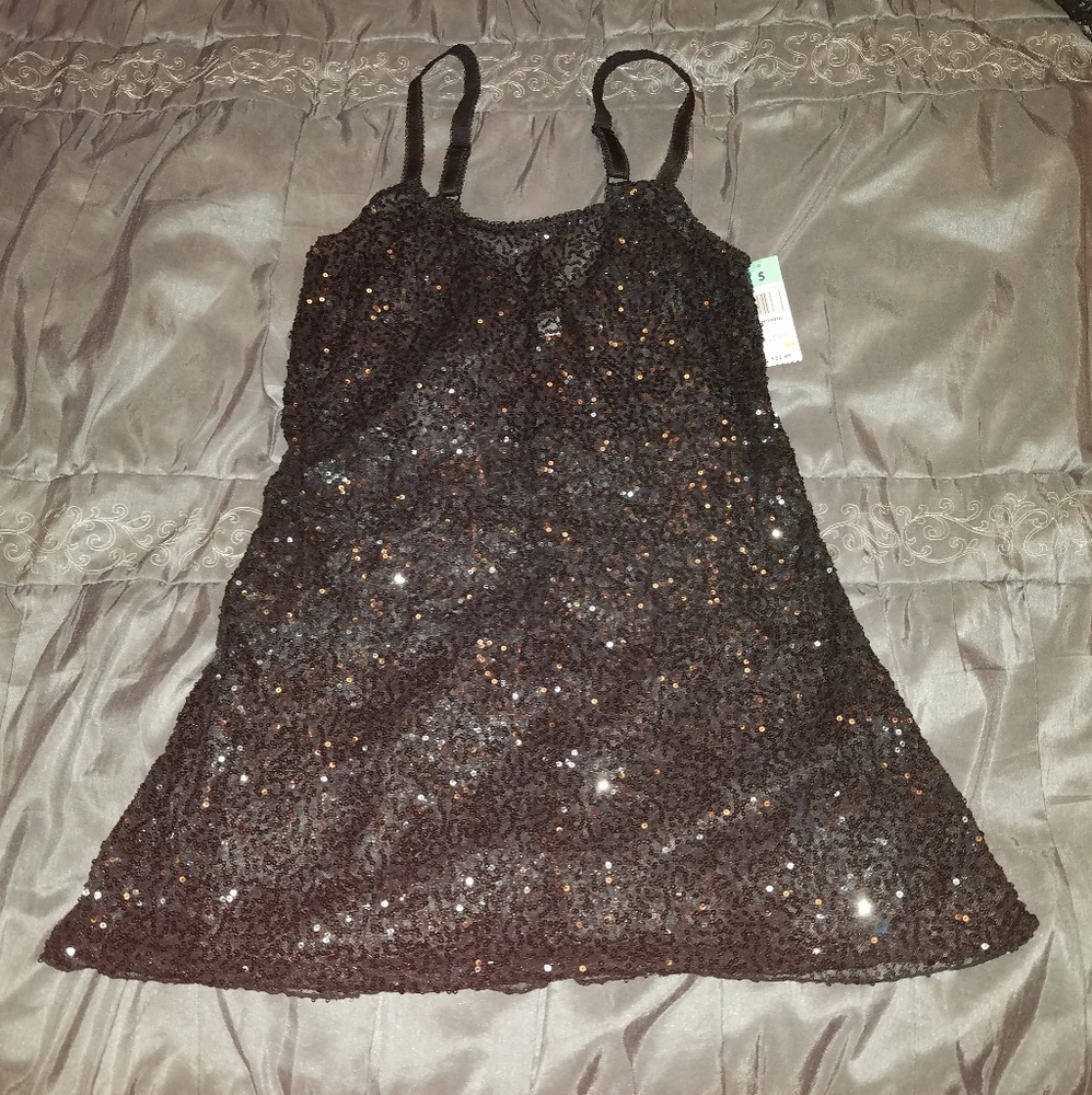 NWT Black Sequin Teddy